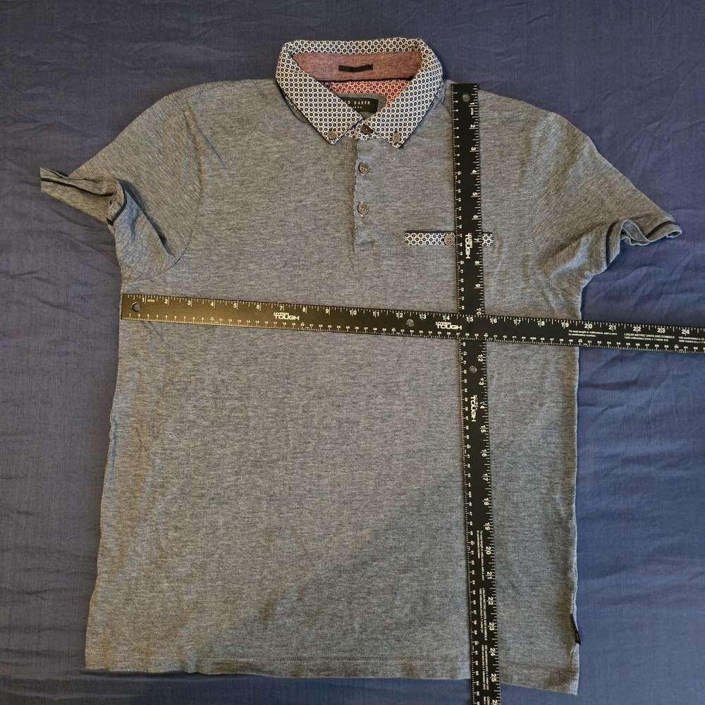 Ted Baker‎ Shirt Mens Size 5 Large Blue 100% Cotton Contrast Trim Polo Casual
